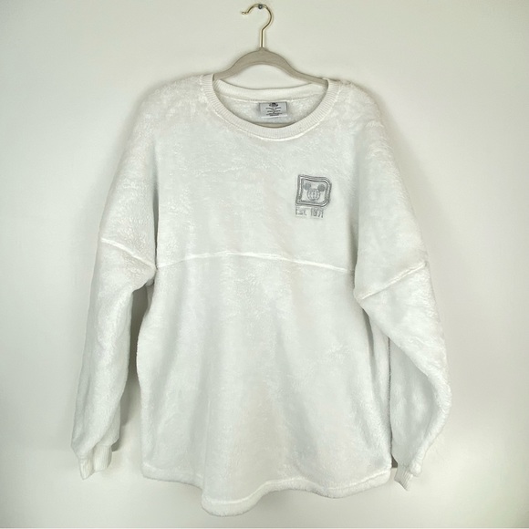 Walt Disney World Spirit Jersey X Large White Silver Fleece Pullover Sweater - Picture 2 of 11